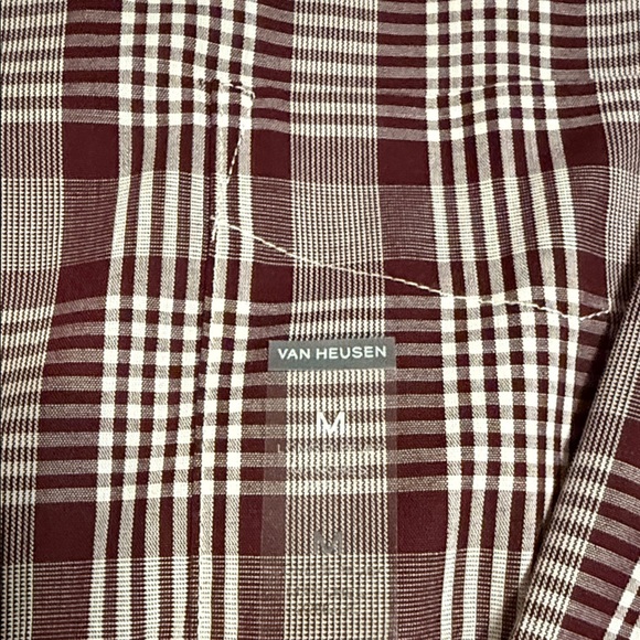 Van Heusen Maroon Plaid Men's Shirt - Picture 5 of 6